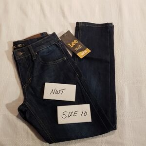 Lee boys size 10 slim fit tapered leg dark wash jeans, adjustable waist New